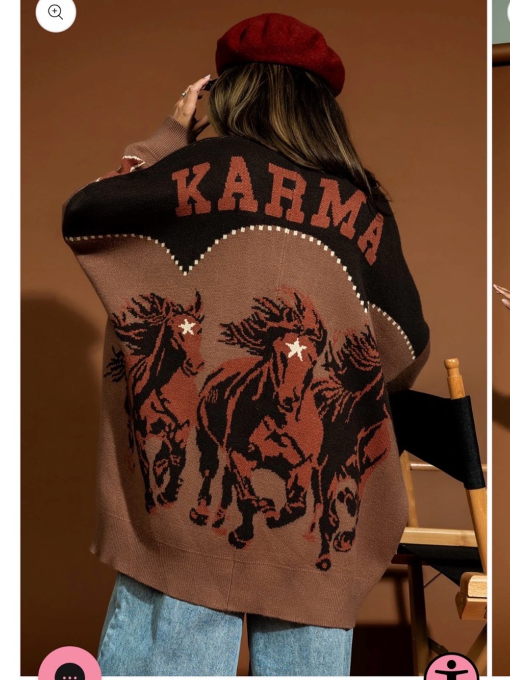 !!! ISO !!! Dressed in LALA Brown & Black 'KARMA' Horse-Print Cardigan